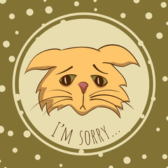 Cartoon cat vector sorry card