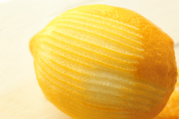 Fresh peeled lemon, closeup