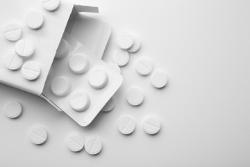 Health care concept. Blister pack with pills on white background