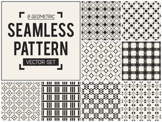 Abstract concept vector monochrome geometric pattern. Black and white minimal background. Creative illustration template. Seamless stylish texture. For wallpaper, surface, web design, textile, decor.