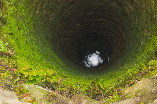 old deep well with moss