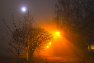 night street in the fog