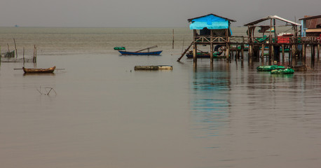 Fishing Boat at Fishing Village on a cloudy day, Phu Quoc, Kien Giang Province, Vietnam