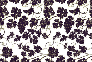 Vector repeating pattern with vines in vintage style.