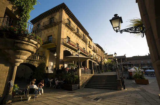Poble Espanyol (traditional architectural complex) built in 1929 as an example of different spanish building styles, Barcelona, Spain.