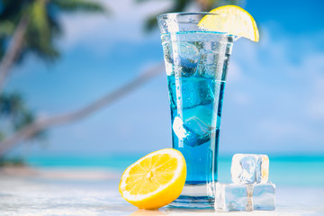 Blue drink, cold, fresh and tasty