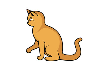 Cute sitting orange cat icon vector isolated on a white background. Sitting brown kitten vector illustration. Domestic red cat from profile cartoon character