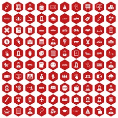 100 initiation icons hexagon red