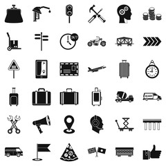 Transportation icons set, simple style