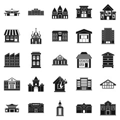 Land development icons set, simple style