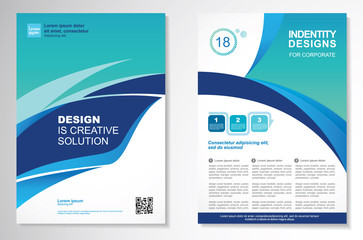 Template vector design for Brochure, Annual Report, Magazine, Poster, Corporate Presentation, Portfolio, Flyer, layout modern with  blue color size A4, Front and back, Easy to use and edit.