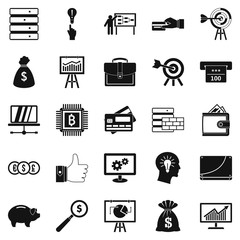 Stockbroker icons set, simple style
