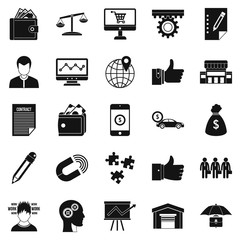 Business start up icons set, simple style