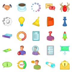 Business workshop icons set, cartoon style