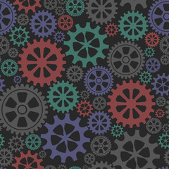 Seamless background with gears the wheels. Vector illustration.