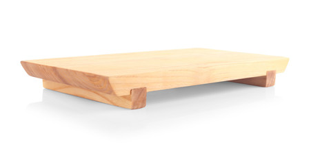 Wooden board on white background