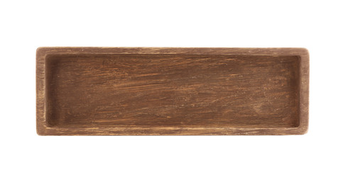 Wooden board on white background