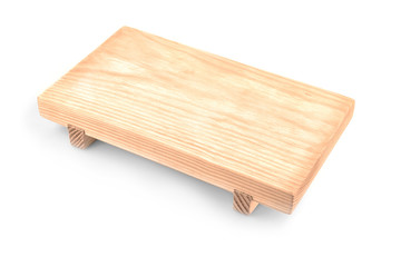 Wooden board on white background