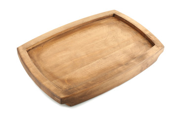 Wooden board on white background
