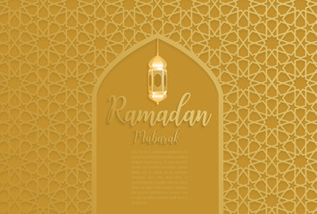 Fototapeta premium ramadan gold backgrounds vector,Ramadan Mubarak with arabic pattern background