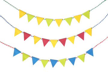 Obraz premium Colorful bunting paper cut on white background - isolated