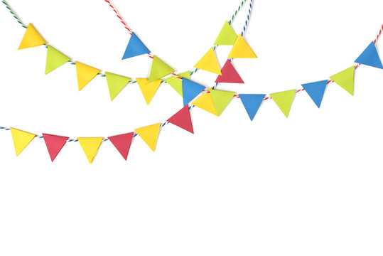 Colorful bunting paper cut on white background - isolated