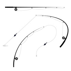 Fototapeta premium Fishing rods with spool and hook - bent and straight