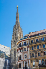 Fototapeta na wymiar St. Stephen's Cathedral in Vienna, Austria, has borne witness to many important events in Habsburg and Austrian history and has become one of the city's most recognizable symbols