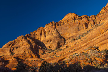 Layered Red Sandstone at Sunset