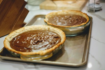 Home made chocolate pudding pie