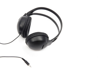 Black Headphones isolated on white background Isolated on White Background