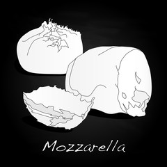 Piece of white mozzarella isolated.