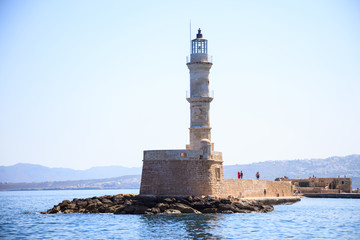 Fototapeta na wymiar Greece, Crete - Chania port lighthouse