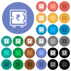 Rupee strong box round flat multi colored icons
