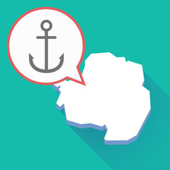 Long shadow Antarctica map with an anchor