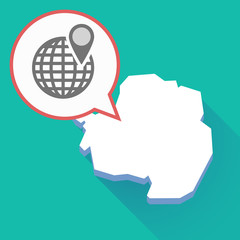 Long shadow Antarctica map with a world globe