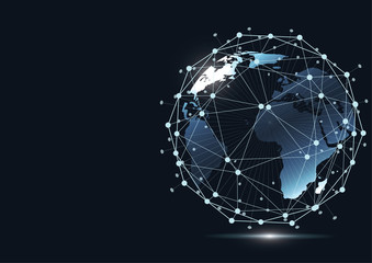 Global network connection. World map point and line composition concept of global business. Vector Illustration