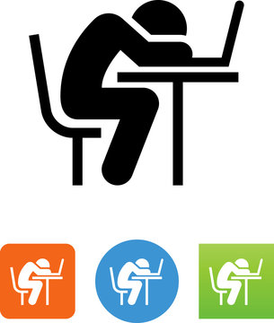 Person Sleeping At Their Desk Icon