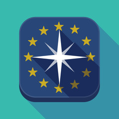 Long shadow EU square button with a sparkle