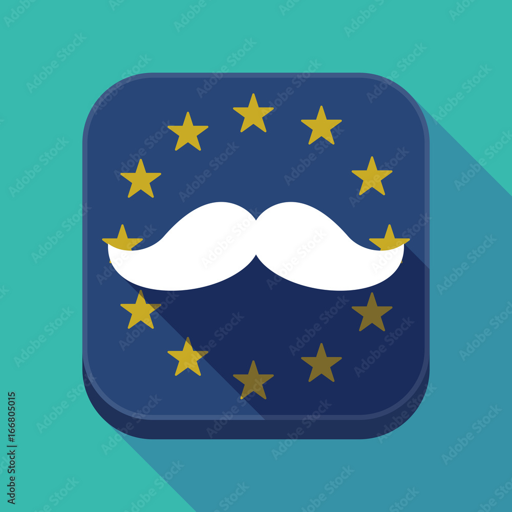 Canvas Prints Long shadow EU square button with a moustache