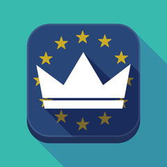 Long shadow EU square button with a crown