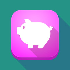 Long shadow app button with a pig