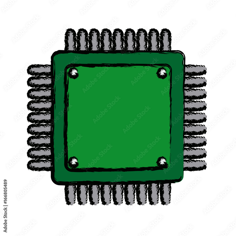 Poster computer microchip circuit hardware element icon