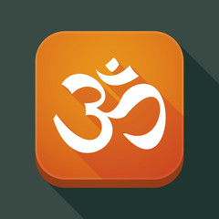 Long shadow app button with an om sign