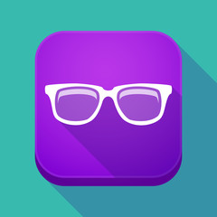 Long shadow app button with a glasses