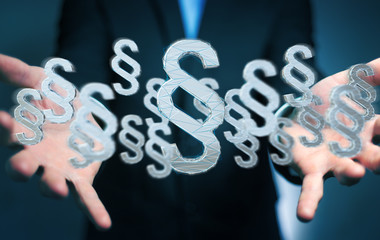 Businessman using law protection right 3D rendering