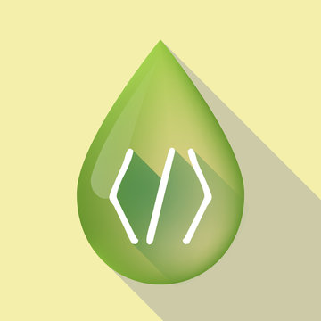 Long shadow olive oil drop with a code sign