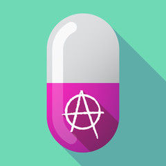 Long shadow pill with an anarchy sign
