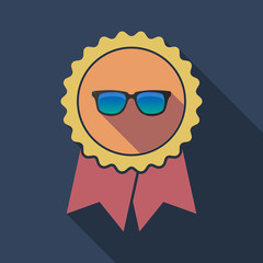Long shadow badge with  a sunglasses icon
