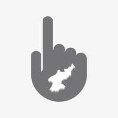 Isolated touching hand with  the map of North Korea